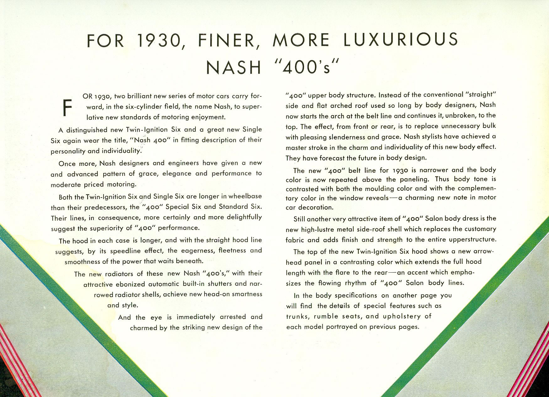 1930 Nash Six Brochure Page 2